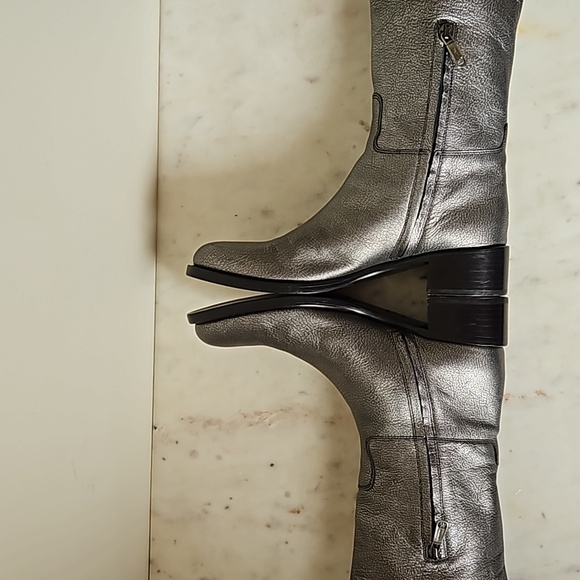 JIL SANDER: silver leather riding boots - Picture 5 of 9